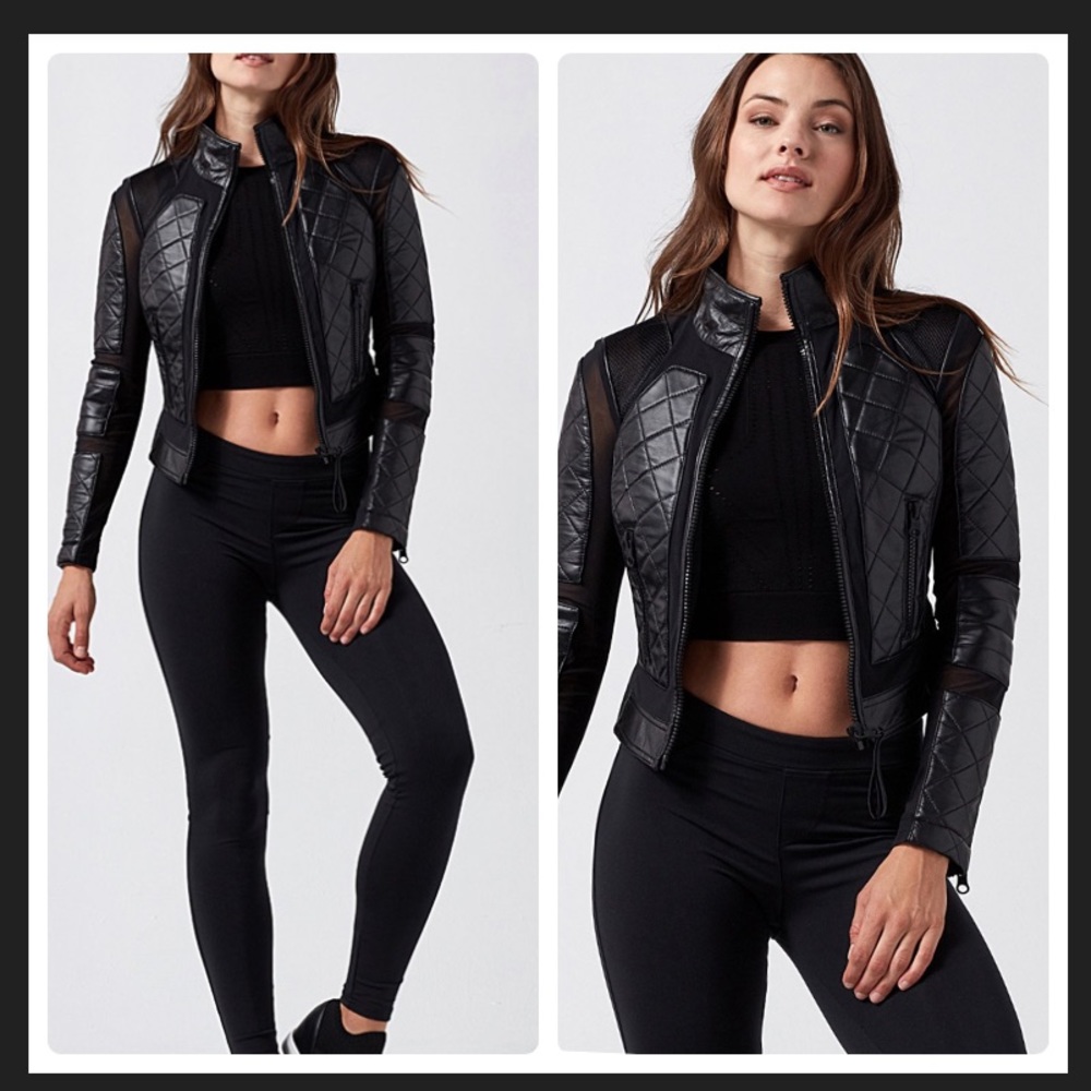 Blanc Noir Leather & Mesh Moto Jacket - Picture 3 of 13
